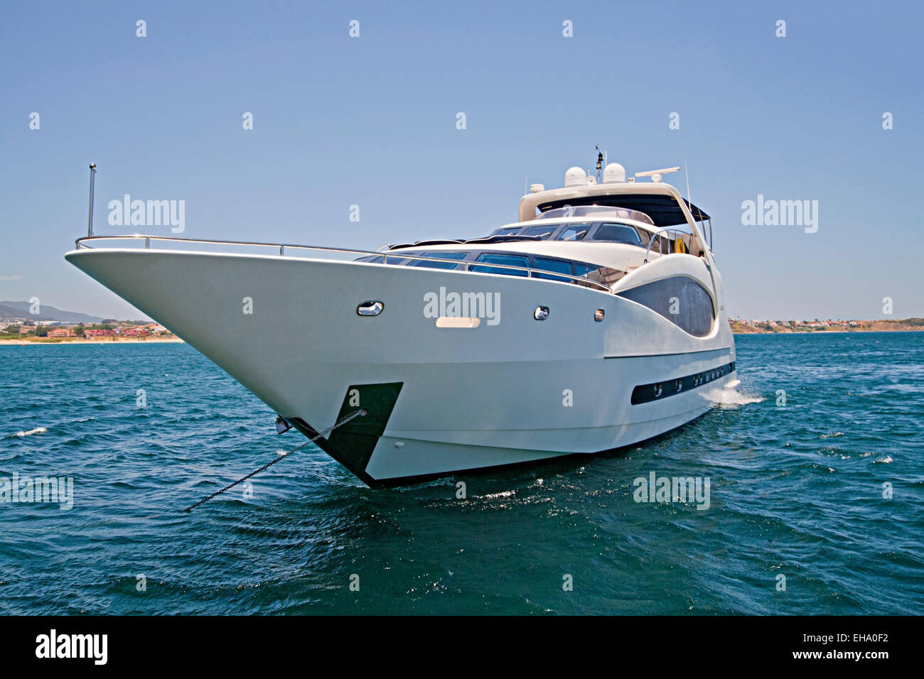 Luxury yacht at anchor  Algeciras Bay, Spain Bay, Spain Stock Photo