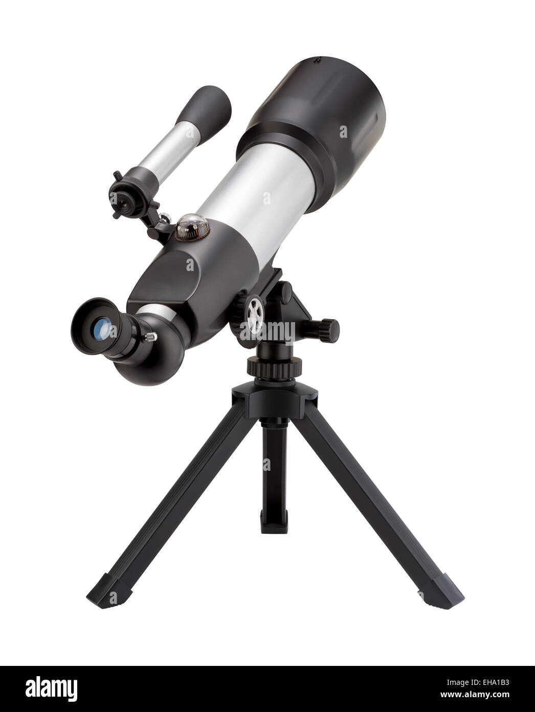 Telescope and Tripod isolated on white. Stock Photo