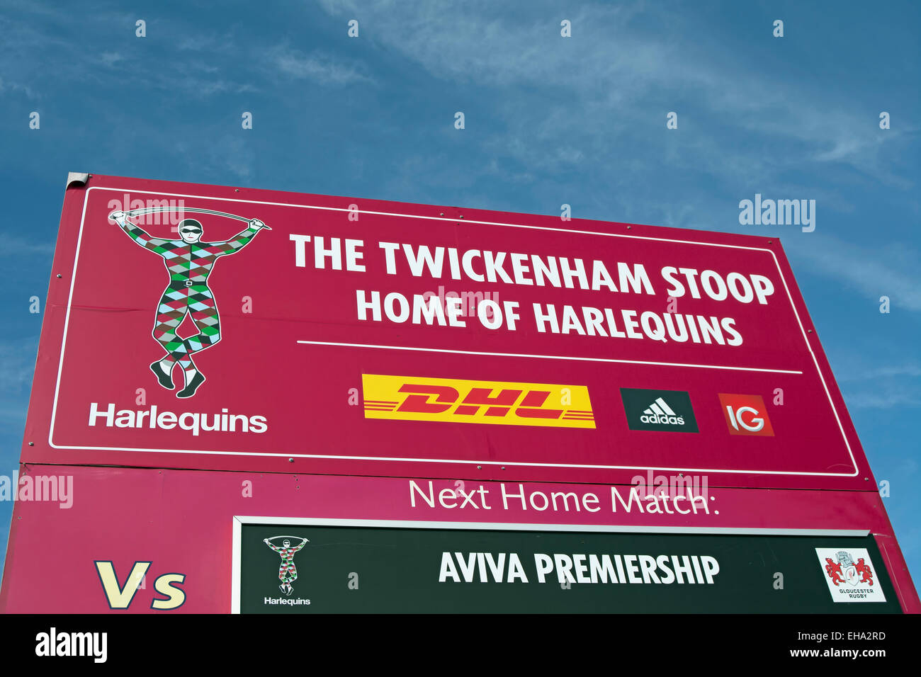 entrance sign at the twickenham stoop, twickenham, middlesex, england