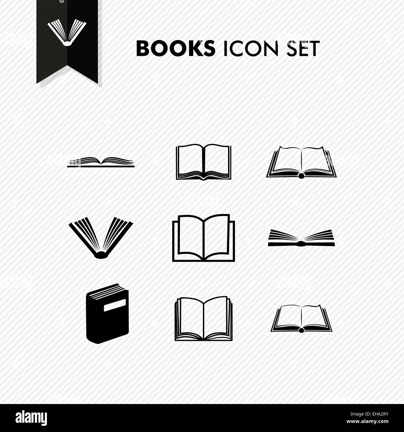 Basic books icon set isolated over white. Vector file EPS10. Stock Vector