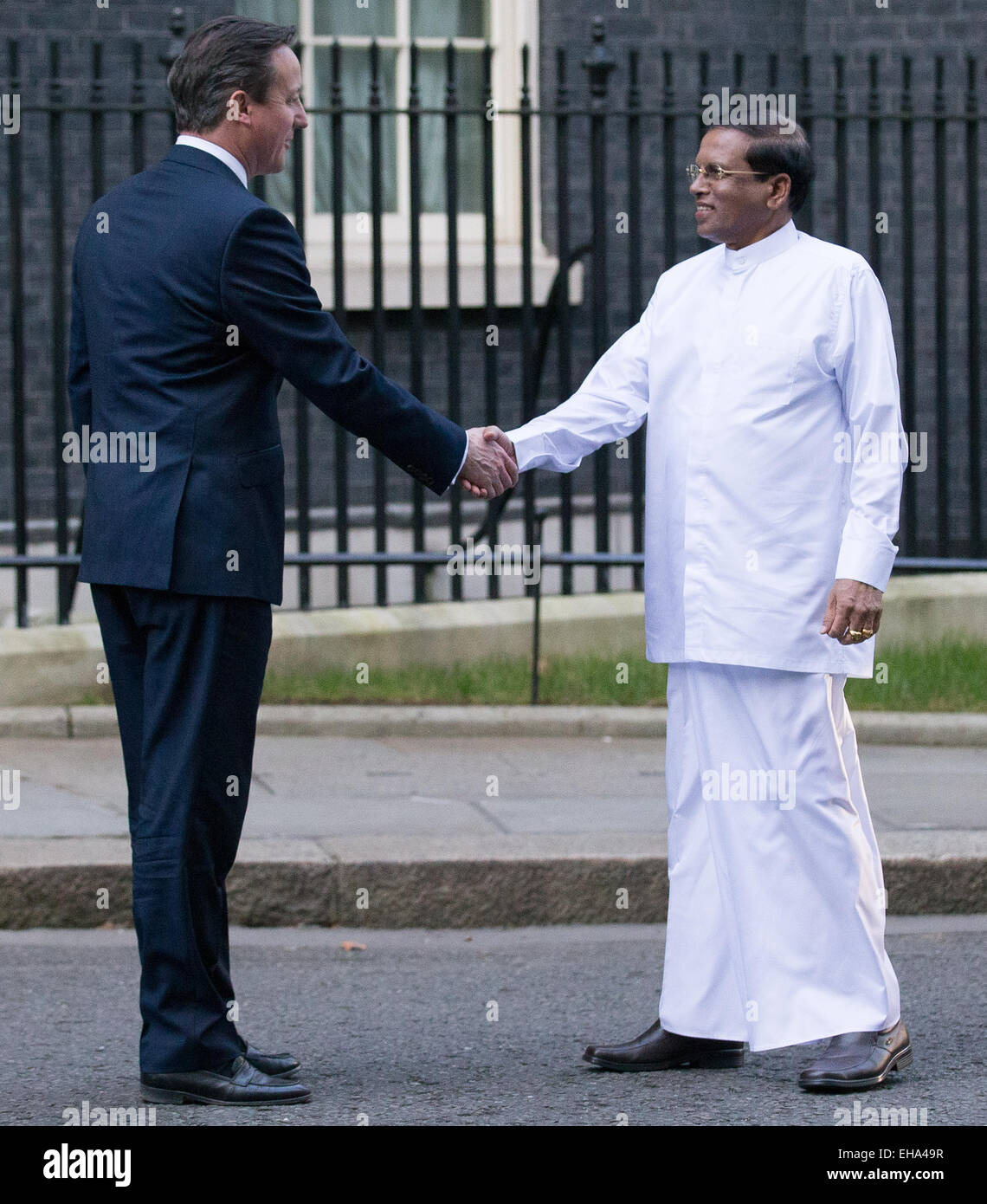 Tuesday, March 10, 2015  British Prime minister David Cameron meet with Sri Lanka president Maithripala Sirisena at number ten Downing Street Stock Photo