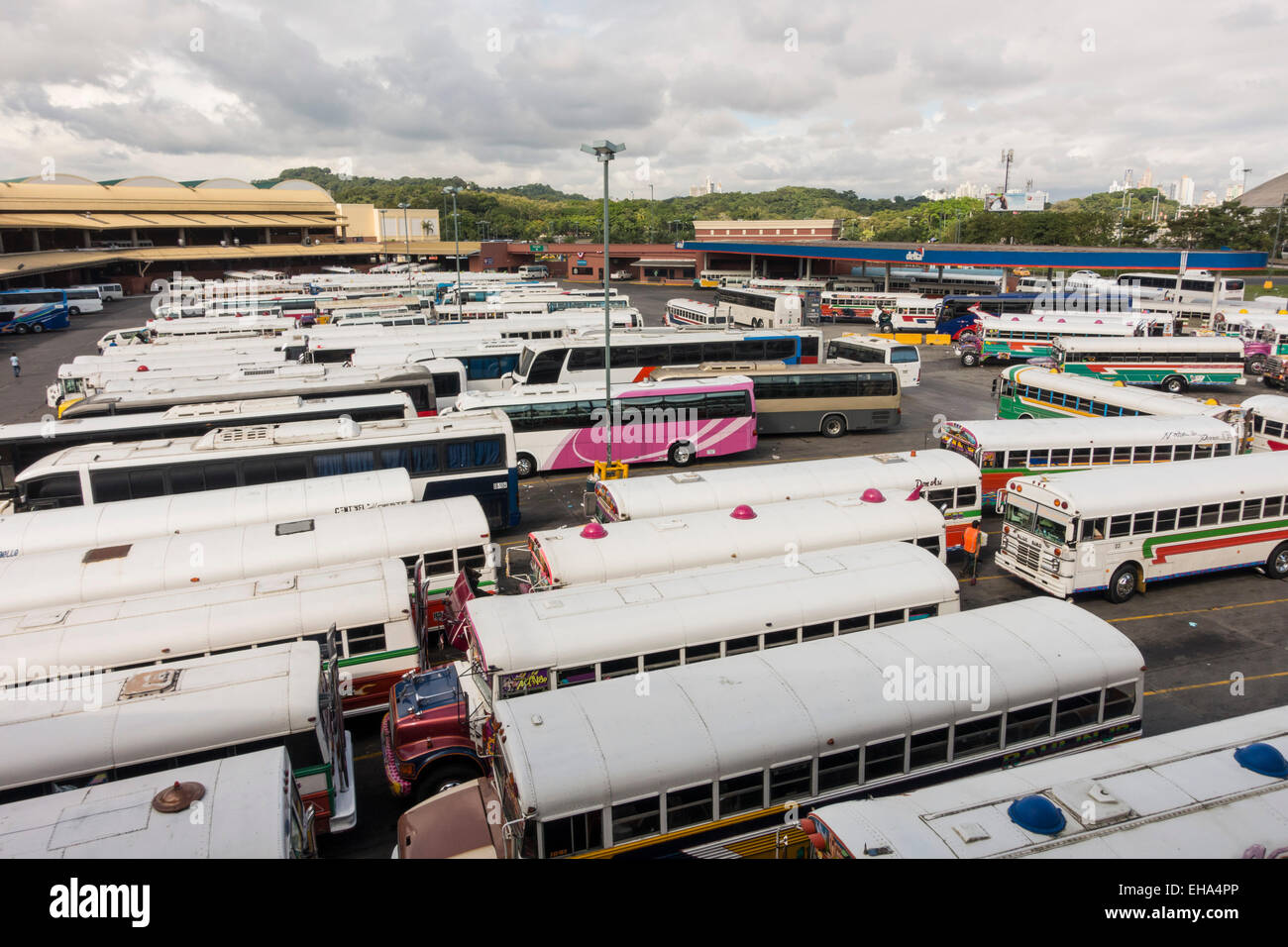Albrook Bus Terminal, Panama City, Panama Stock Photo
