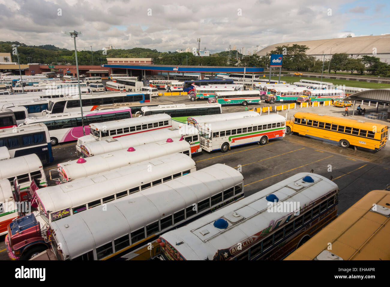 Albrook Bus Terminal, Panama City, Panama Stock Photo