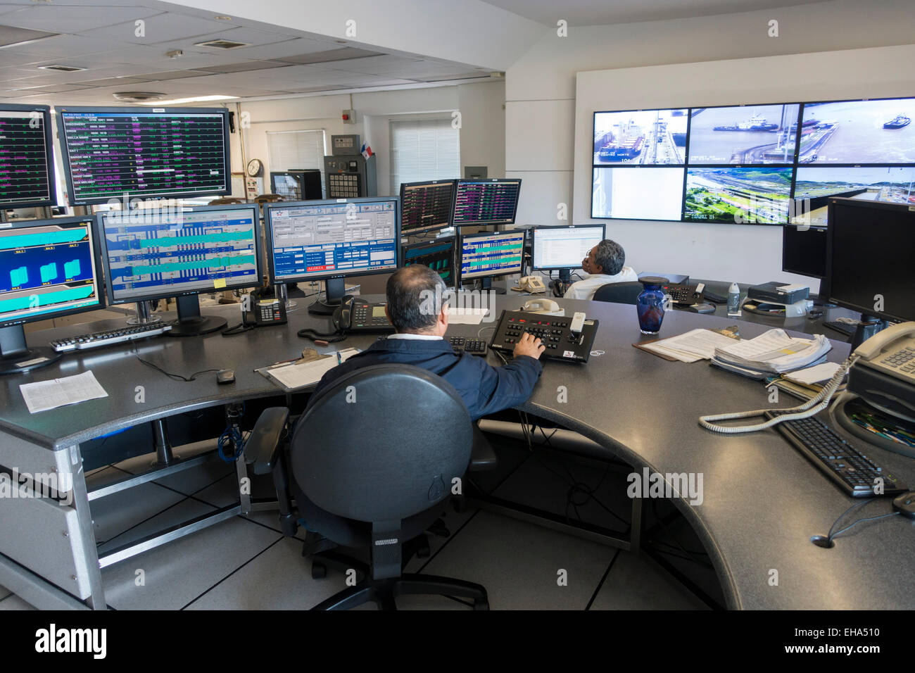 Operations room in Panama Canal, Panama Stock Photo