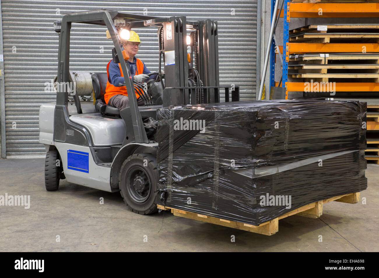 Forklift Driver On A Forklift Track Stock Photo Alamy