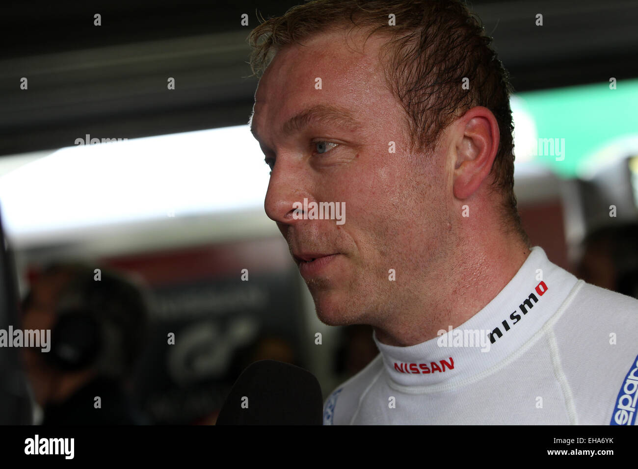 Sir Chris Hoy competes in the 2014 British GT Championship at Oulton Park, Cheshire Stock Photo