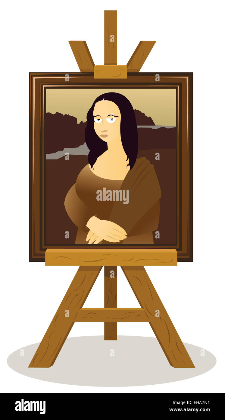 Mona Lisa Cartoon A Vector Cartoon Representing An Easel With A Monalisa EHA7N1