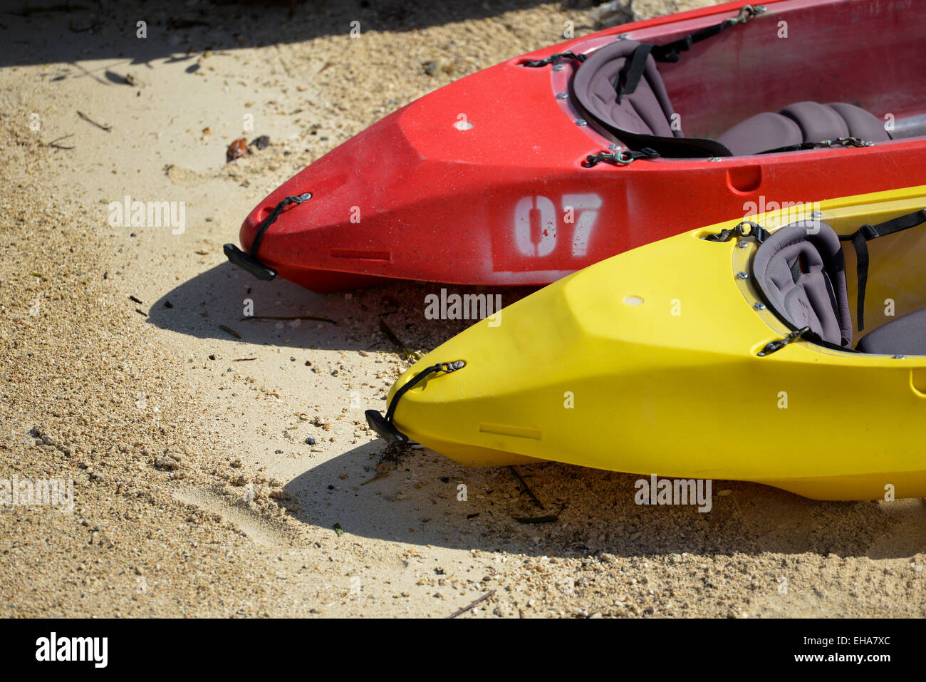 Kayaks on the beach Stock Photo - Alamy