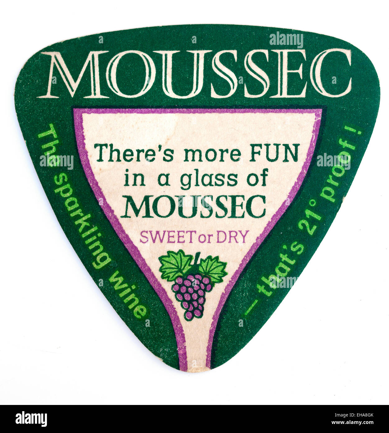 Vintage Beermat Advertising Moussec Sparkling Wine Stock Photo