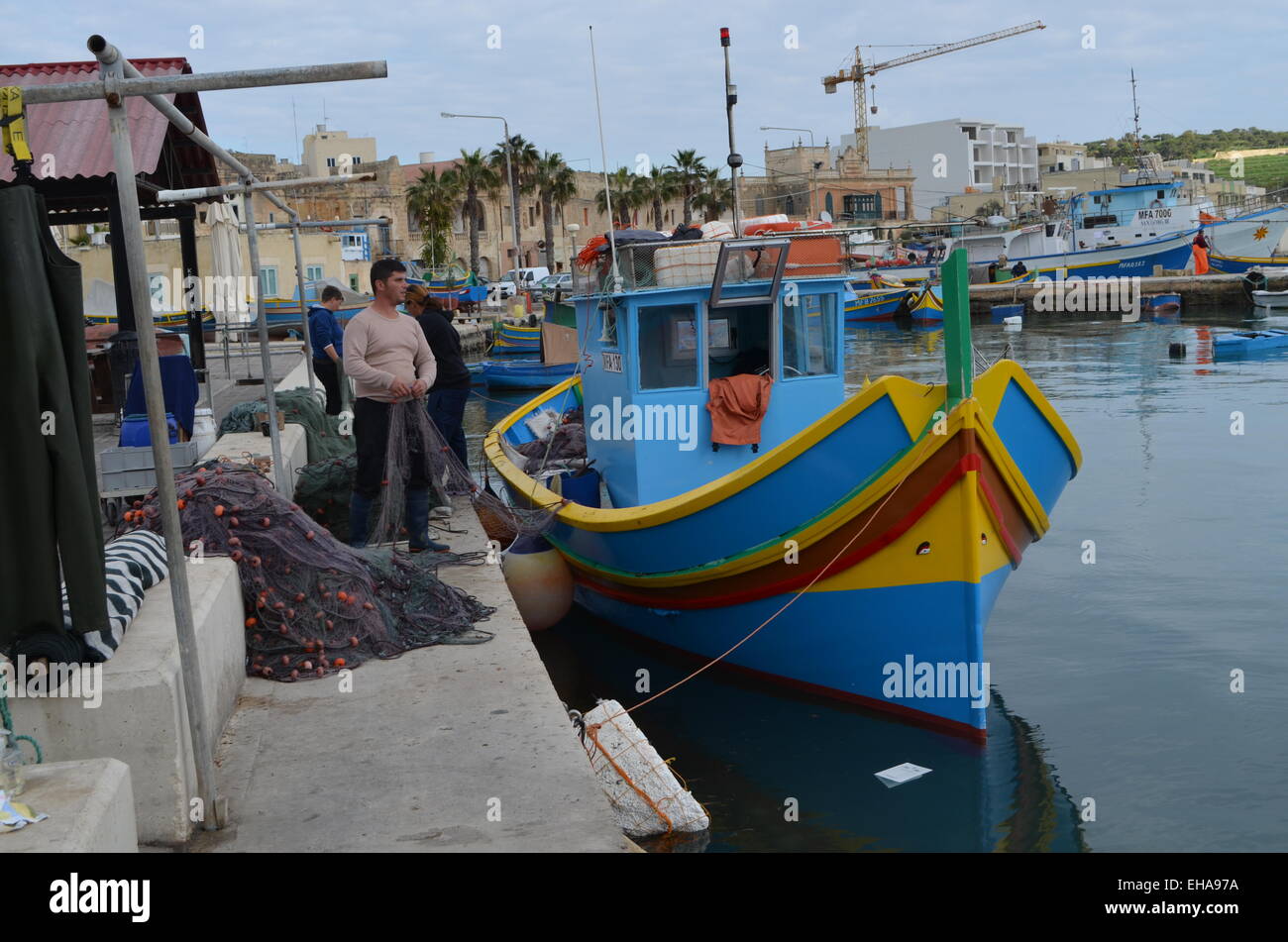 Malta,Marsaxlokk(pro.Marsa-shlock),a pretty little fishing village just southof Valletta. Photogenic, there are good retuarants Stock Photo