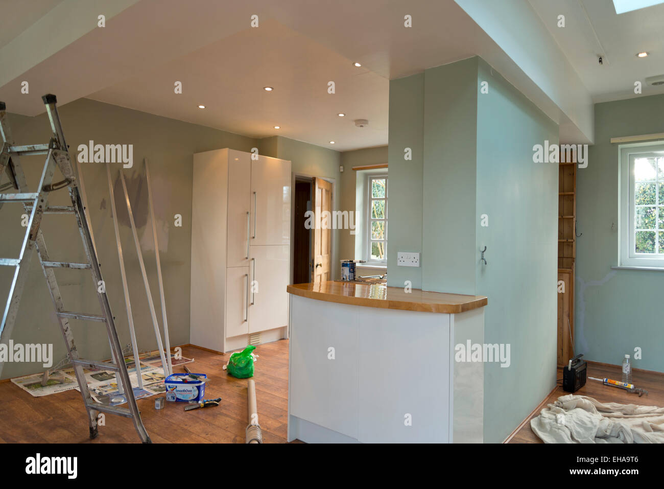 Decorating the kitchen of a house. Stock Photo