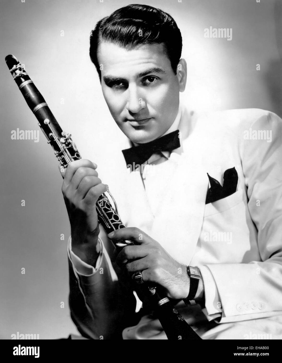 Artie Shaw, Portrait with Clarinet, circa 1940 Stock Photo