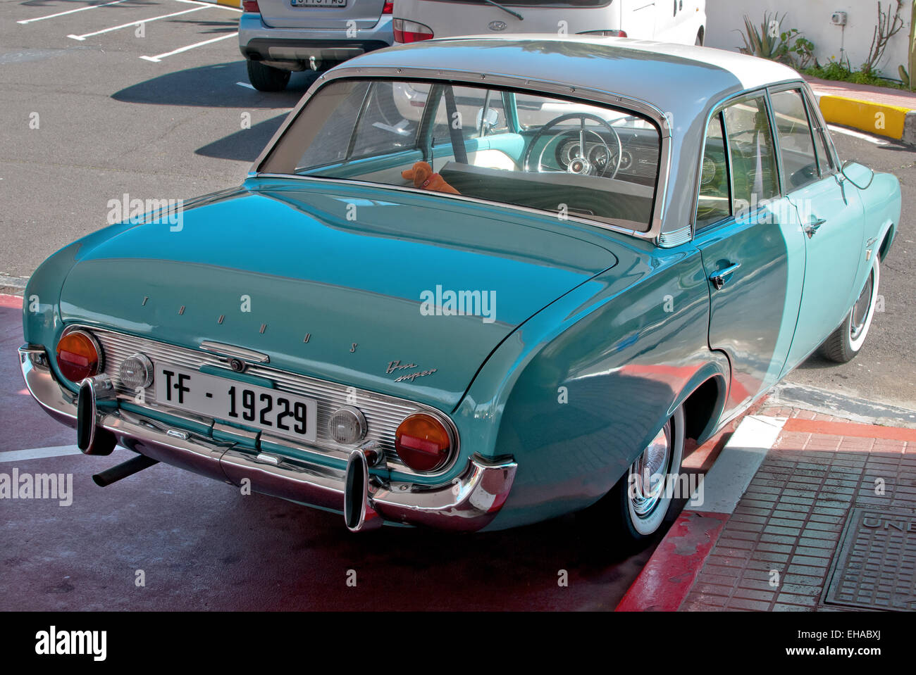 Car, Ford Taunus 17M P3, ' bath tub ', blue, model year 1960-1964 Stock Photo