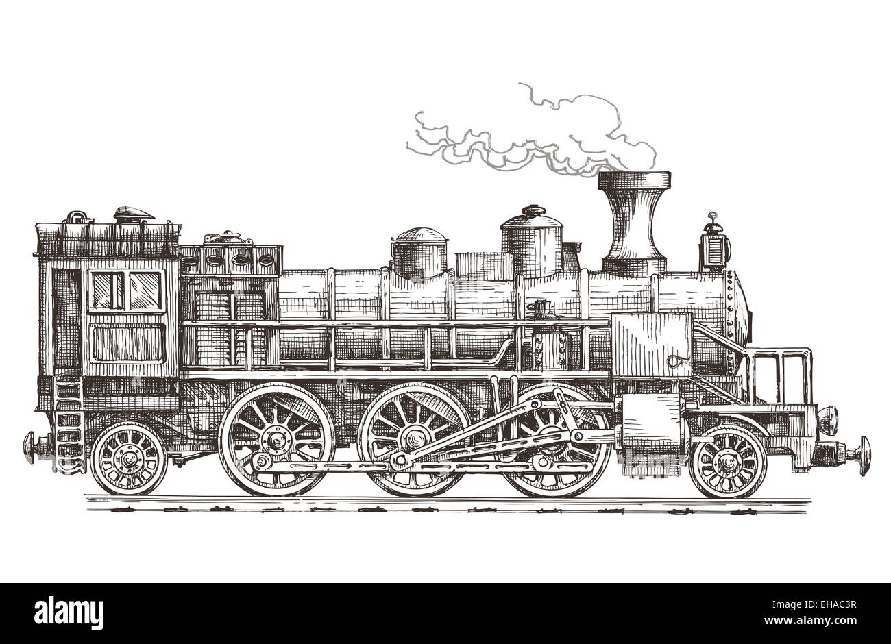 retro steam locomotive vector logo design template. train or railway transportation icon. Stock Photo