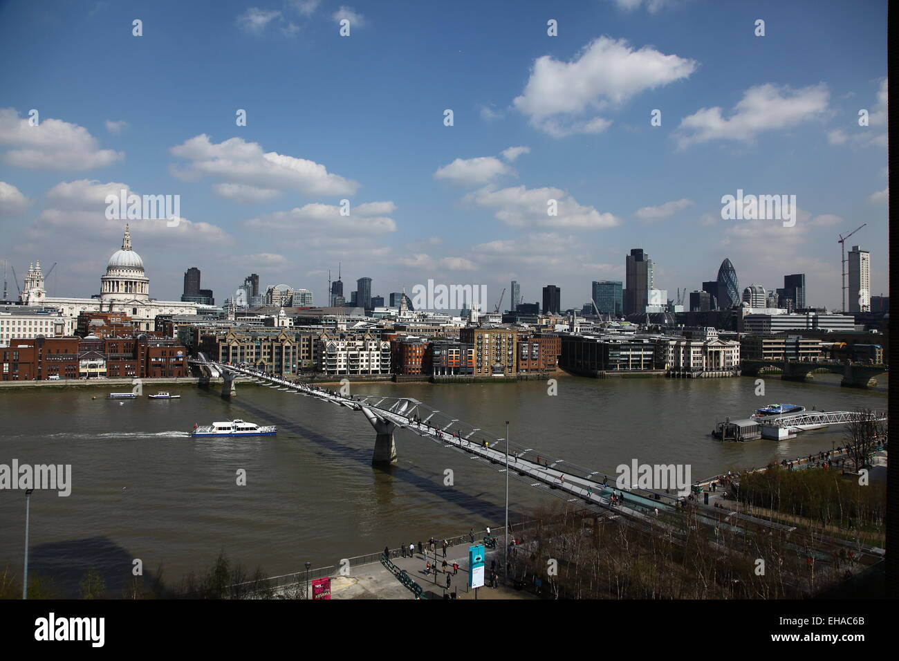 A view from the Tate Modern over the London skyline . Stock Photo