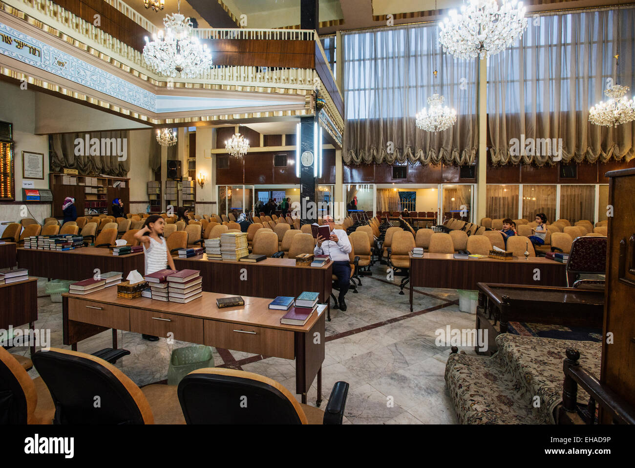 Interior of Yusef Abad Synagogue, one of the biggest in Northern Tehran ...