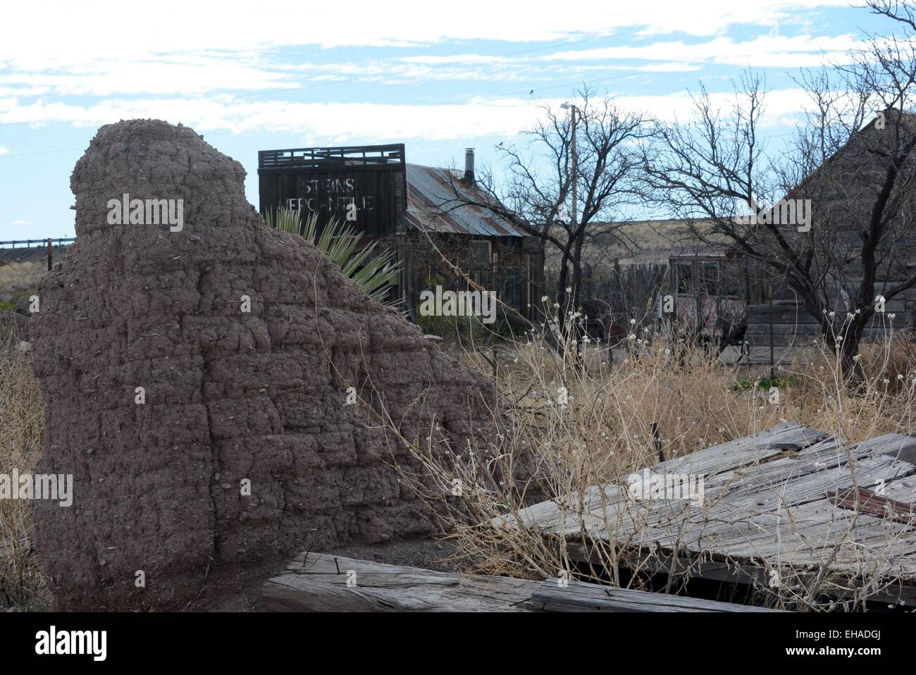 Adobe Wall at Stein's Ghost Town New Mexico USA Stock