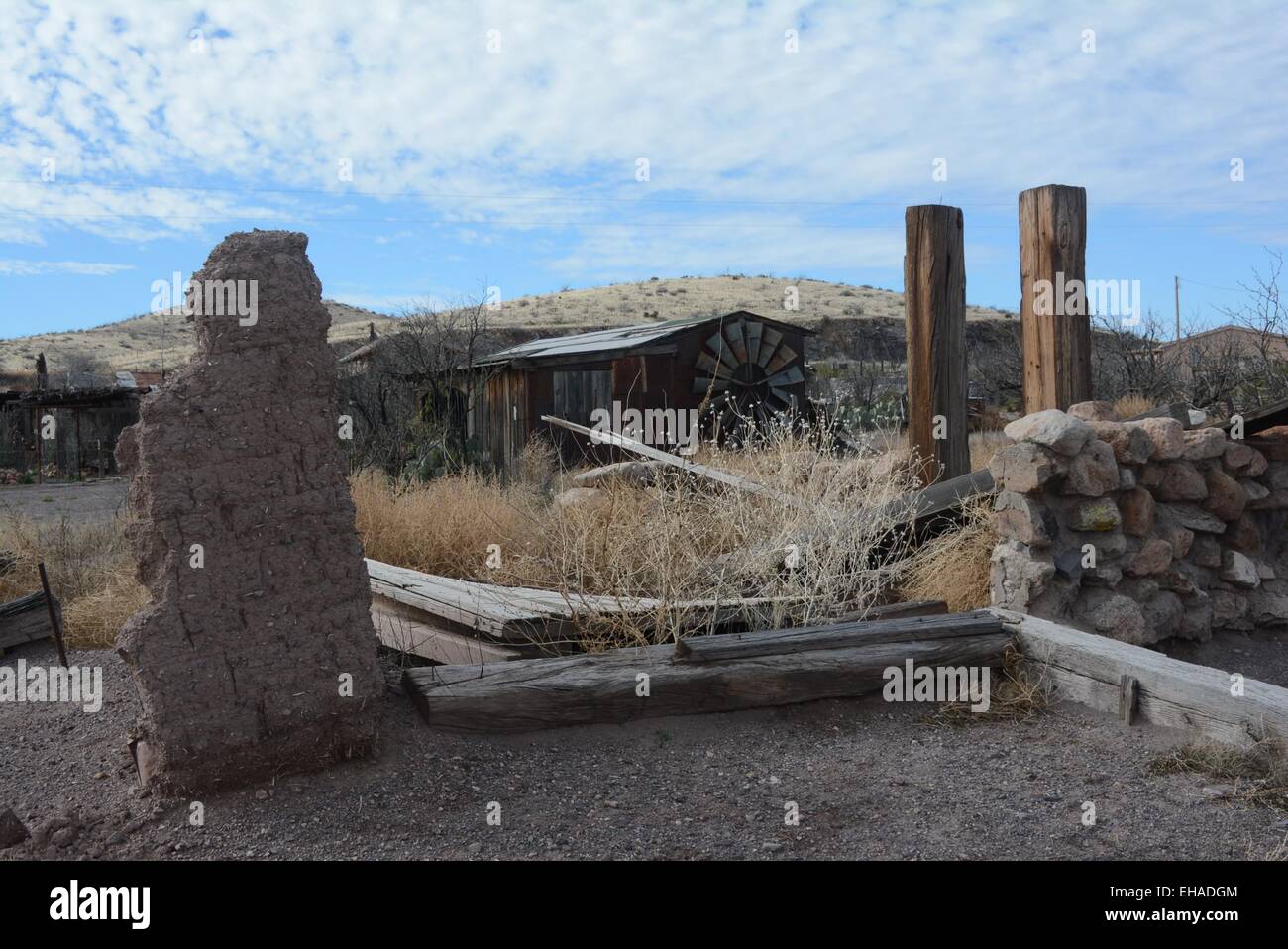 Remnants of old building, Stein's Ghost Town New Mexico - USA Stock Photo