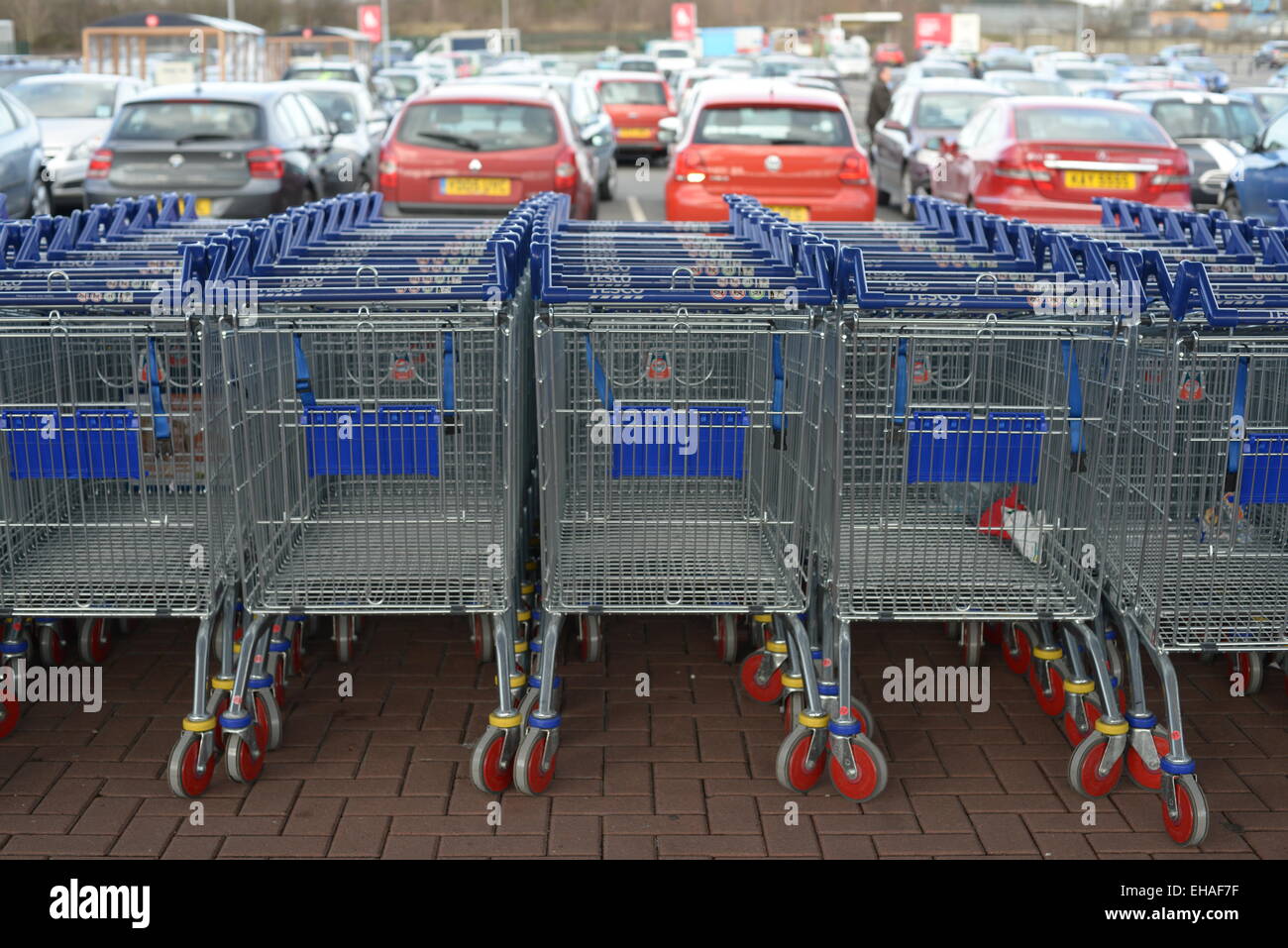 Tesco Shopping Trolley Trolleys High Resolution Stock Photography and