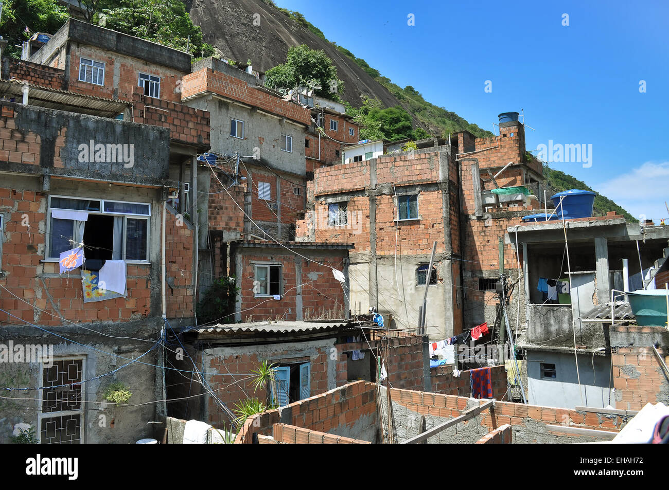 Houses of favela  in Rio de Janeiro. Brazilia Stock Photo