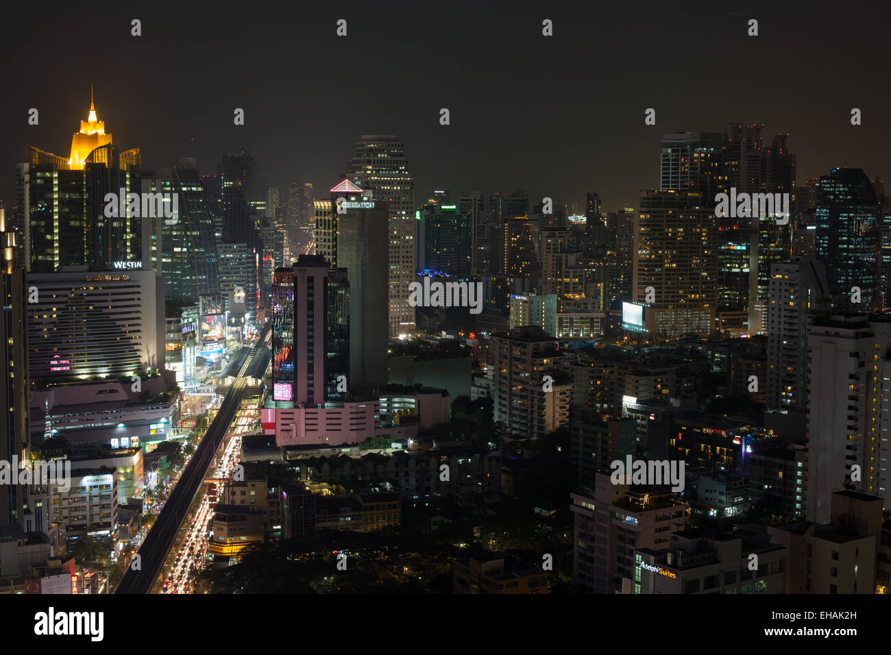 Bangkok city skyline at night Stock Photo - Alamy