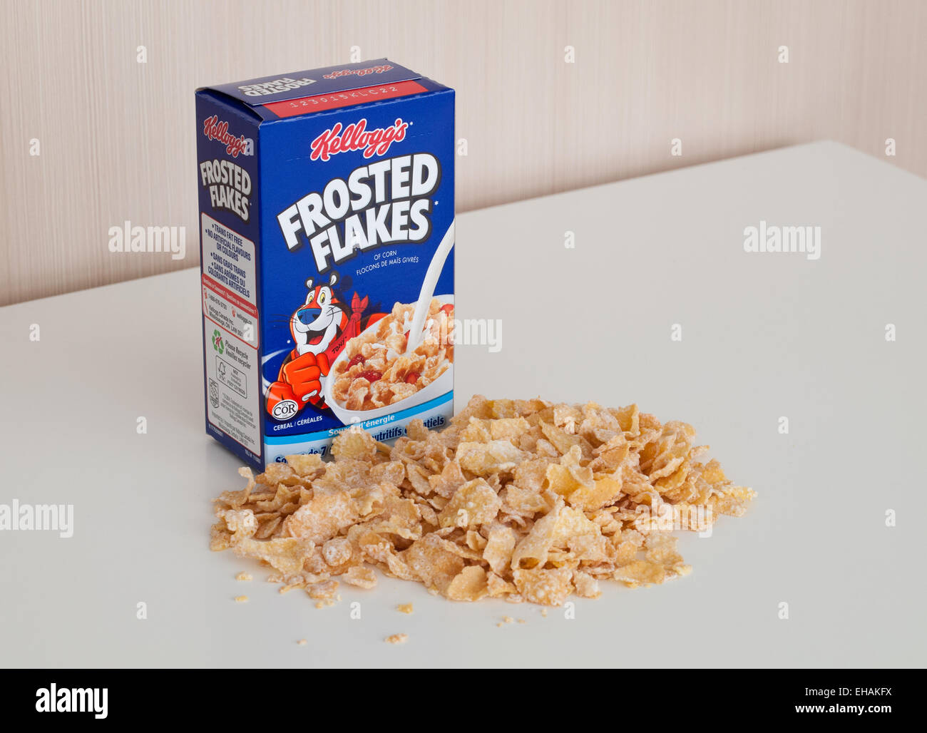 A fun-packed sized box of Kellogg's Frosted Flakes cereal. Canadian  packaging shown Stock Photo - Alamy