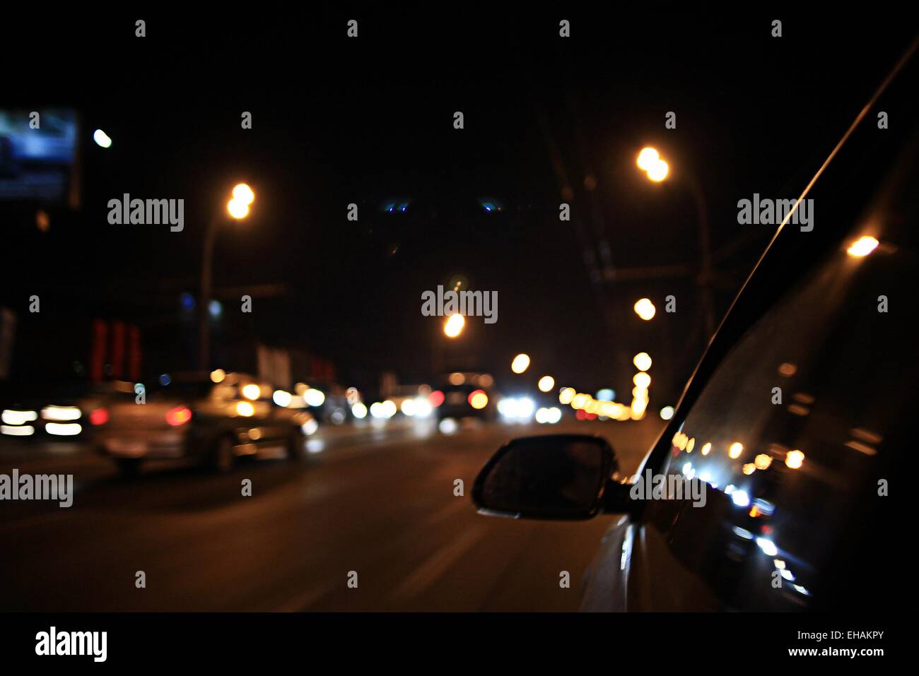 background blur night traffic jams traffic speed Stock Photo