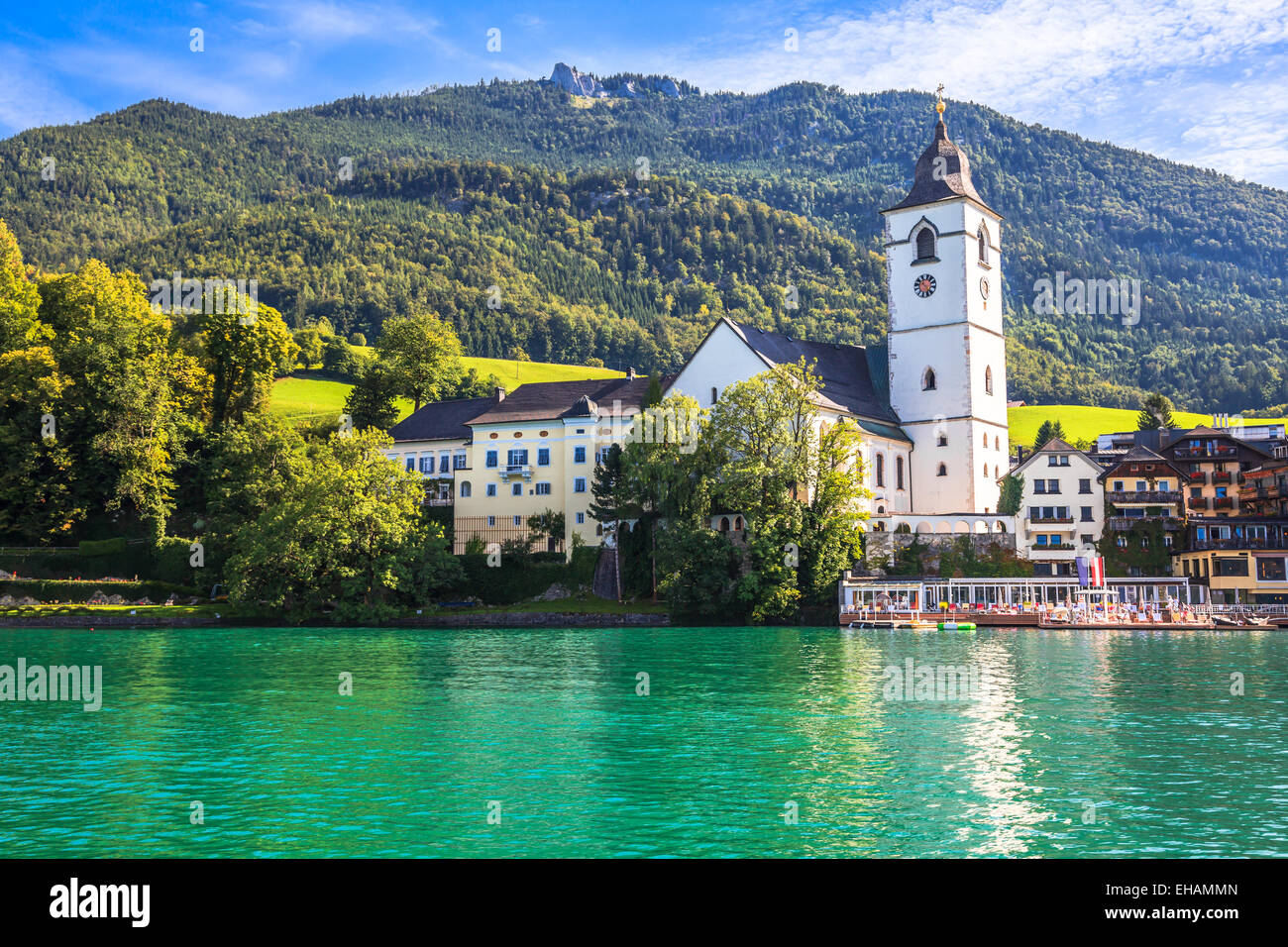 View of Parish Church at St. Wolfgang in Austria Stock Photo