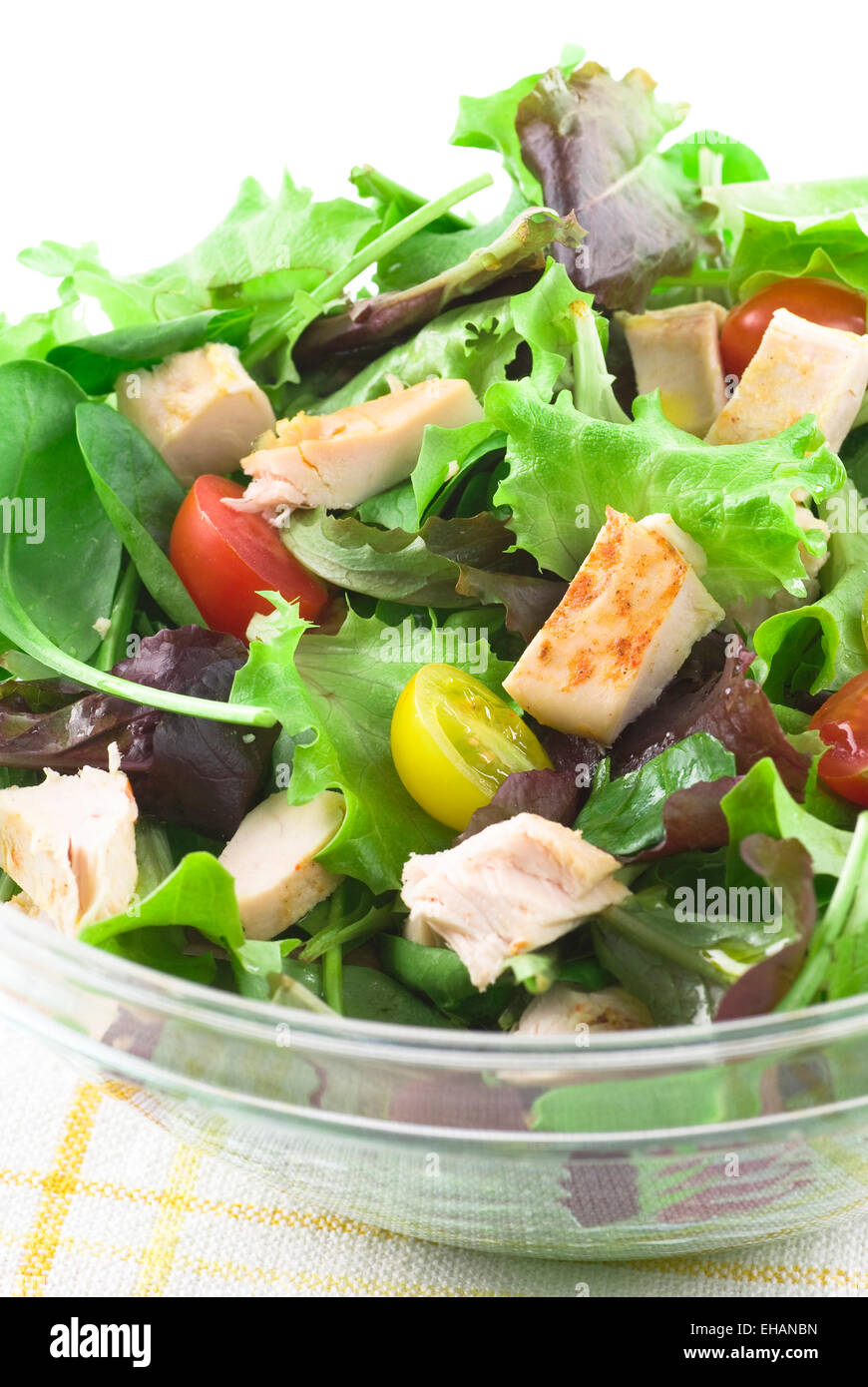 Chicken salad in a glass bowl. Stock Photo