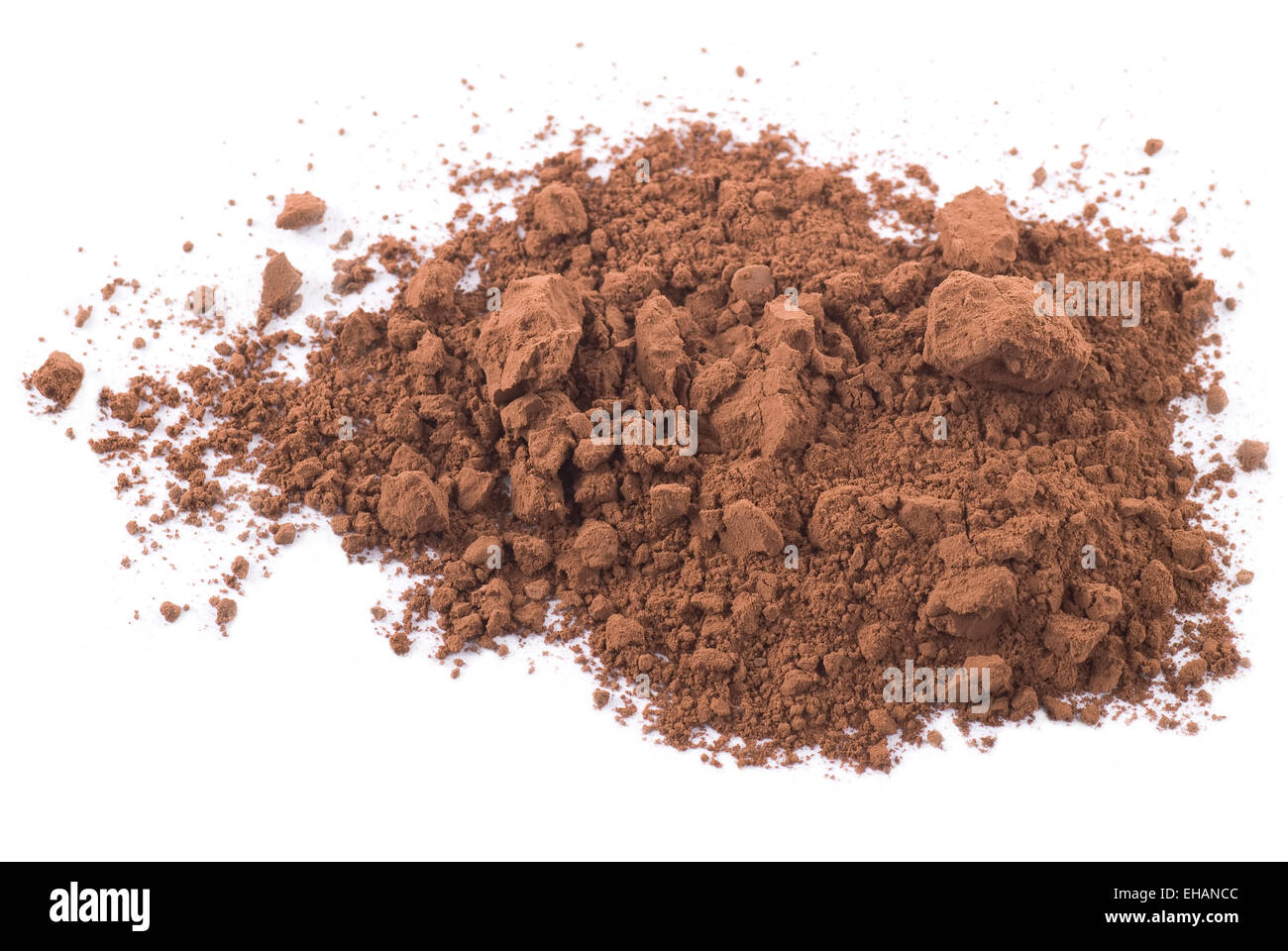 Cocoa powder on white background. Stock Photo