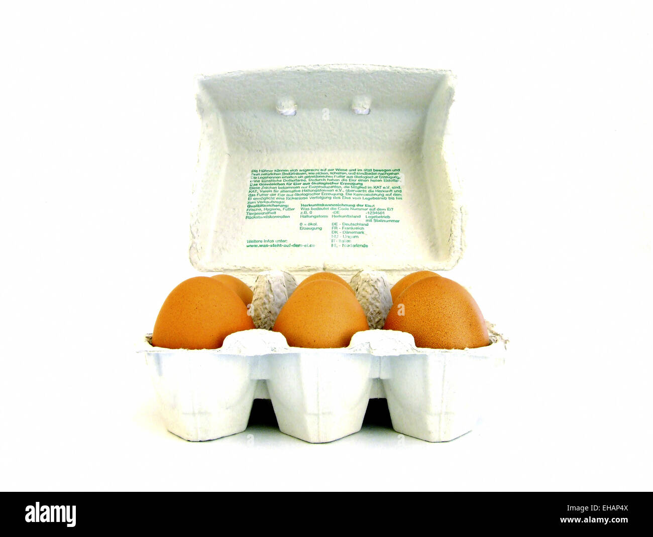 sechs Eier / six eggs Stock Photo