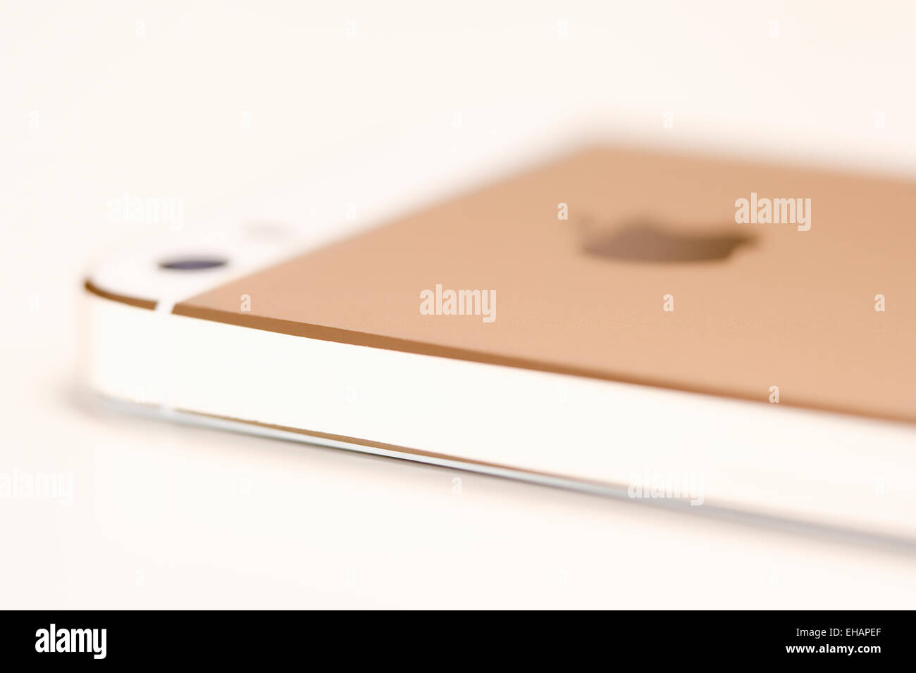 Closeup of an iPhone 5 S Gold Stock Photo