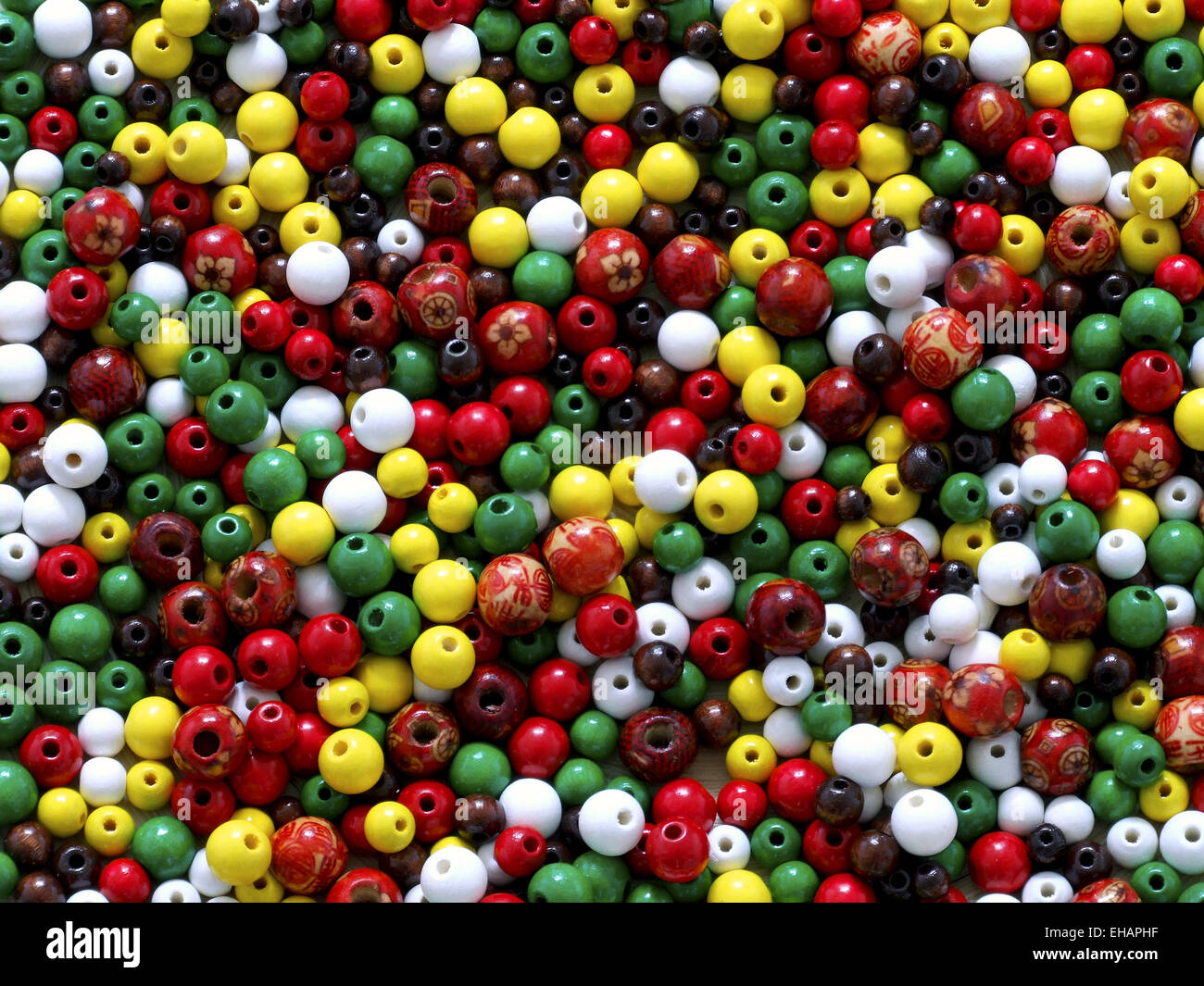 Bunte Holzperlen / wooden beads Stock Photo