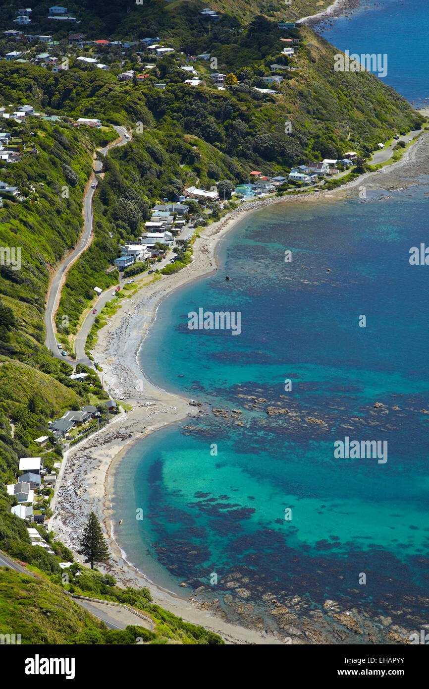 Pukerua Bay, Wellington region, North Island, New Zealand aerial