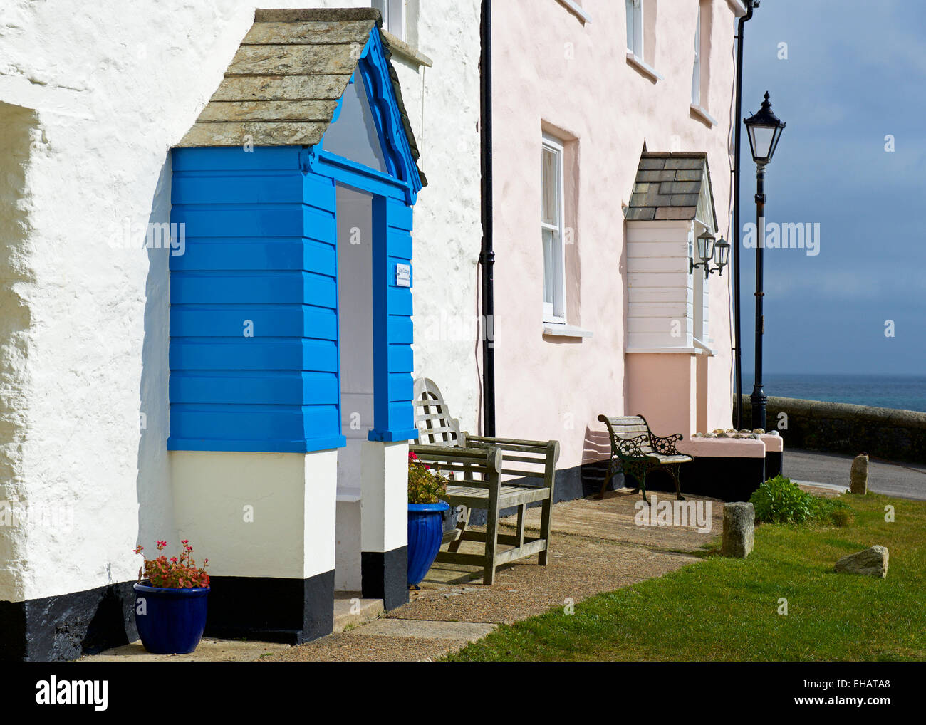 Cottages at Charlestown, Cornwall, England UK Stock Photo