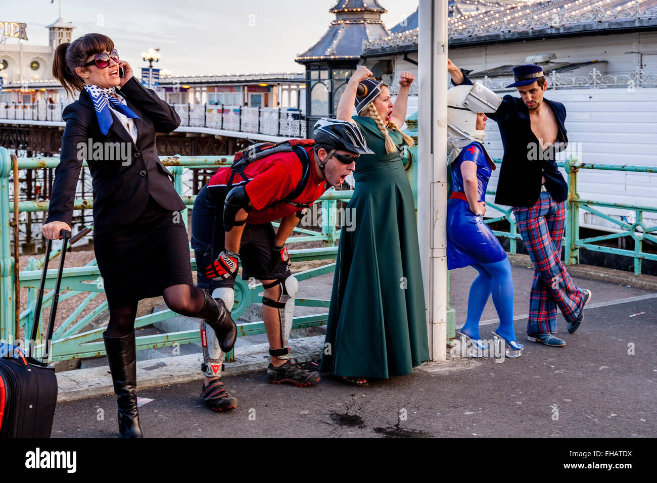 A Local Group Of Street Entertainers, Brighton, Sussex, UK Stock Photo