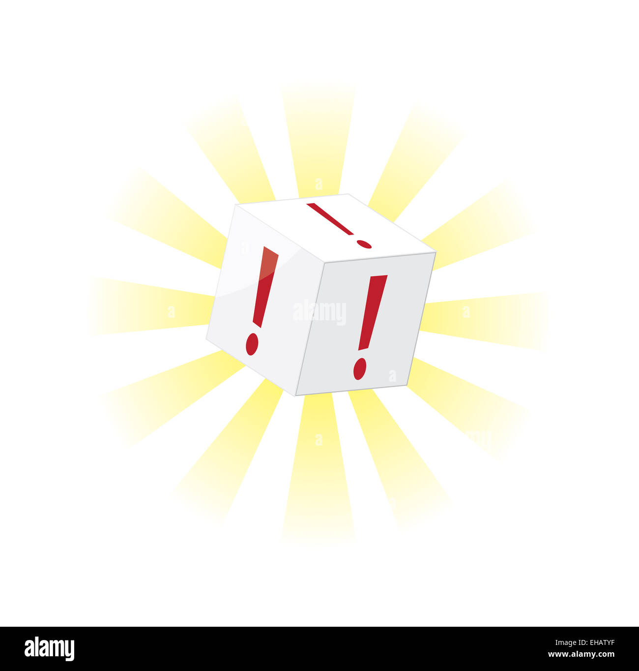 exclamation cube Stock Photo