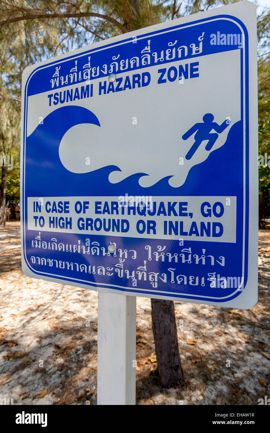 Tsunami Warning Sign, Poda Island, Krabi, Thailand Stock Photo Alamy