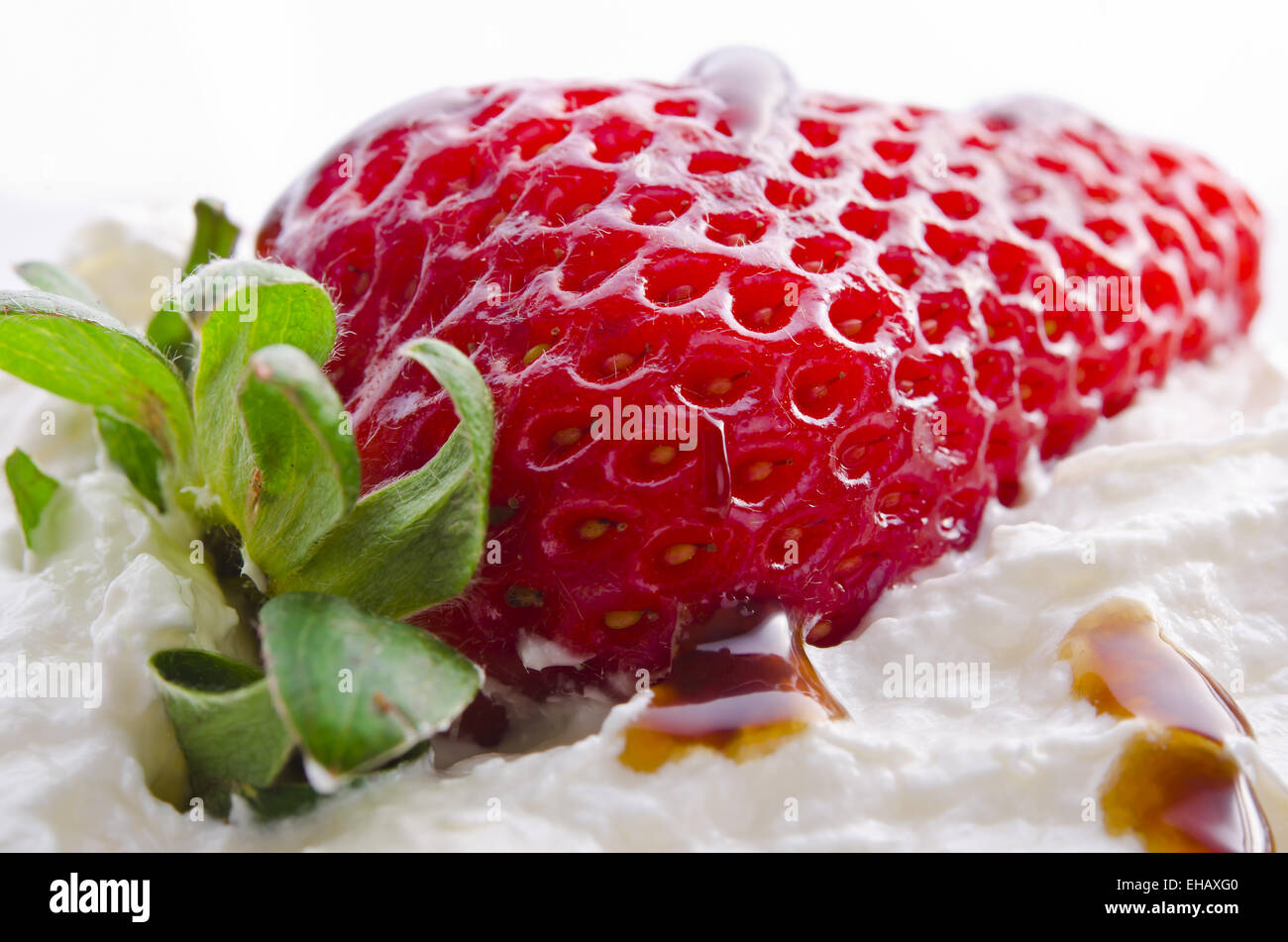 erdbeere mit sahne Stock Photo