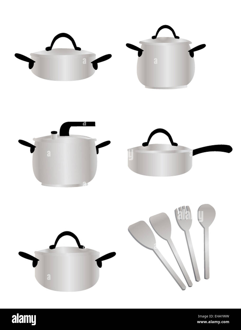 a vector cartoon representing a cooking set Stock Photo