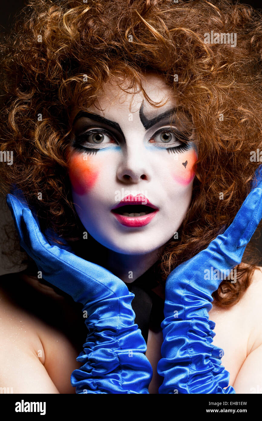 woman mime with theatrical makeup Stock Photo Alamy