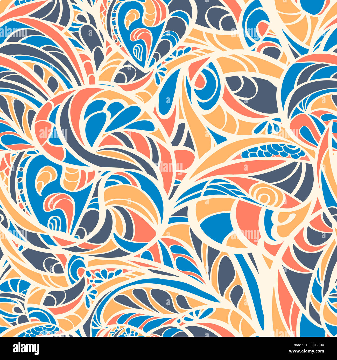 Multicolored hand drawn zentangle floral seamless Stock Photo - Alamy