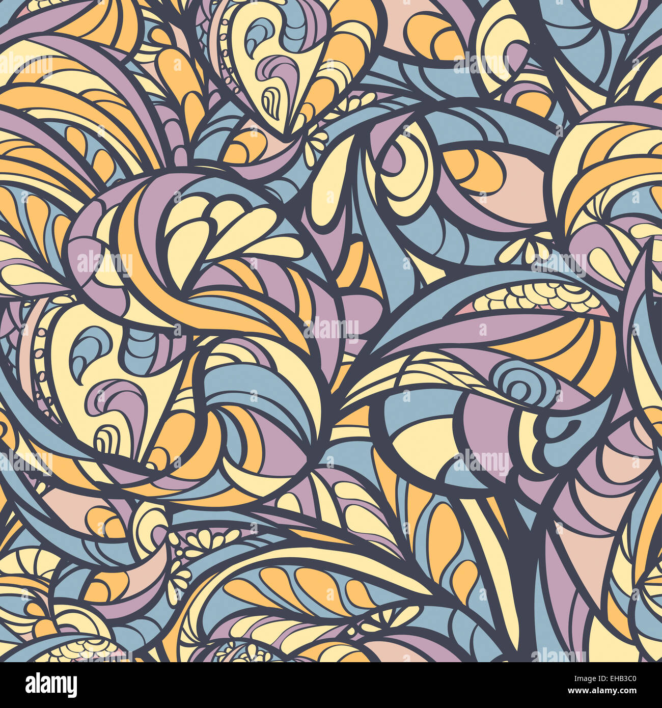 Multicolored hand drawn zentangle floral seamless Stock Photo - Alamy