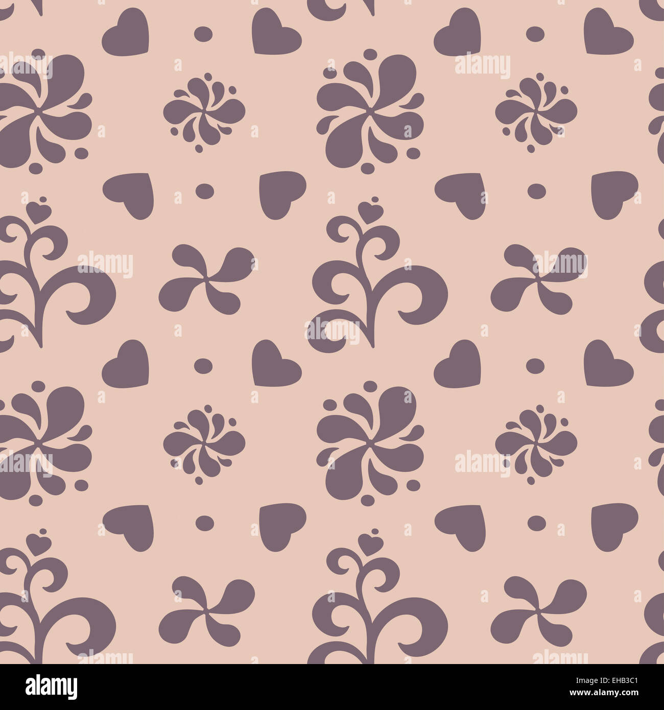 Abstract floral seamless pattern on beige background. Stock Photo