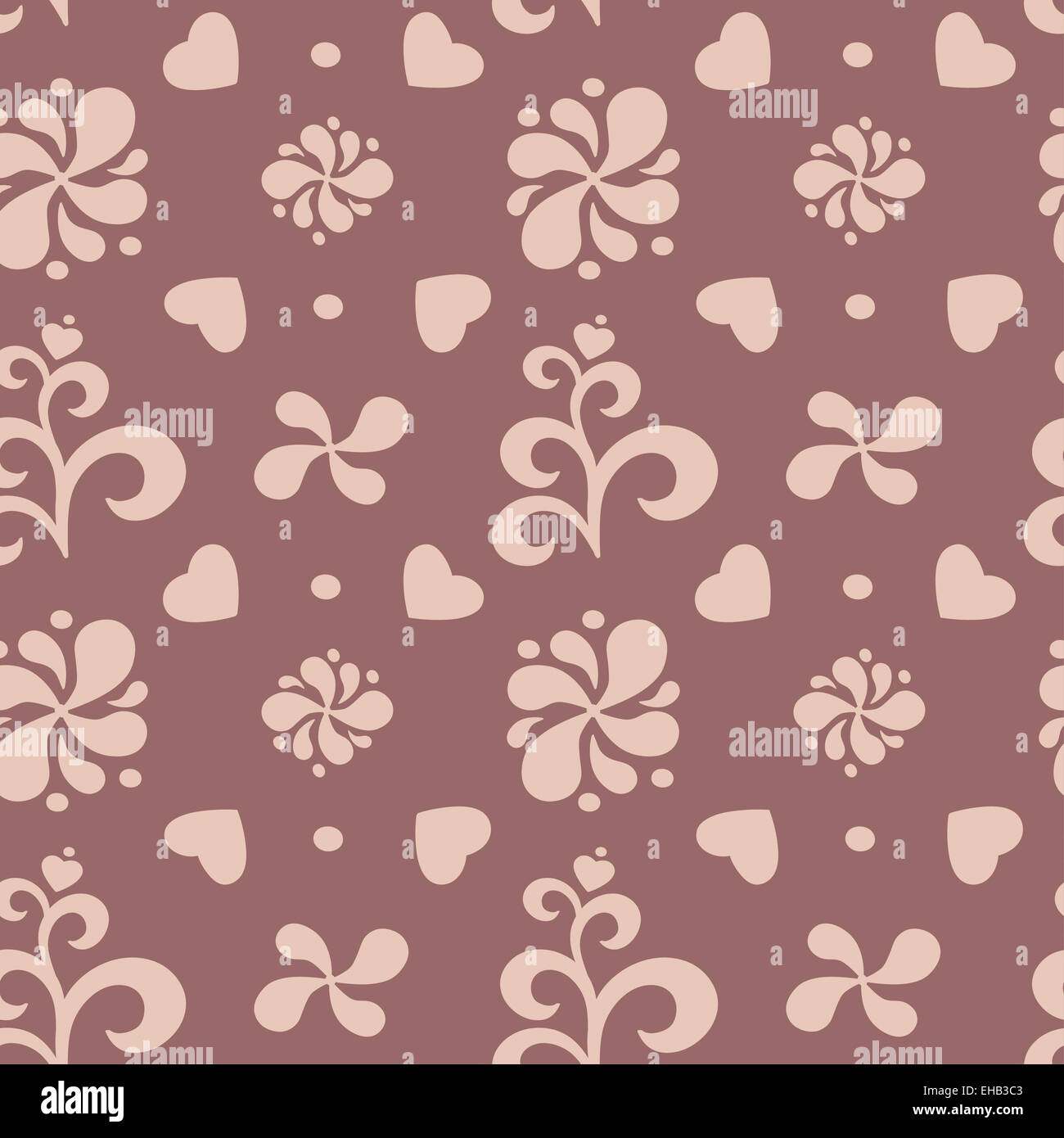 Abstract floral seamless pattern on brown background. Stock Photo