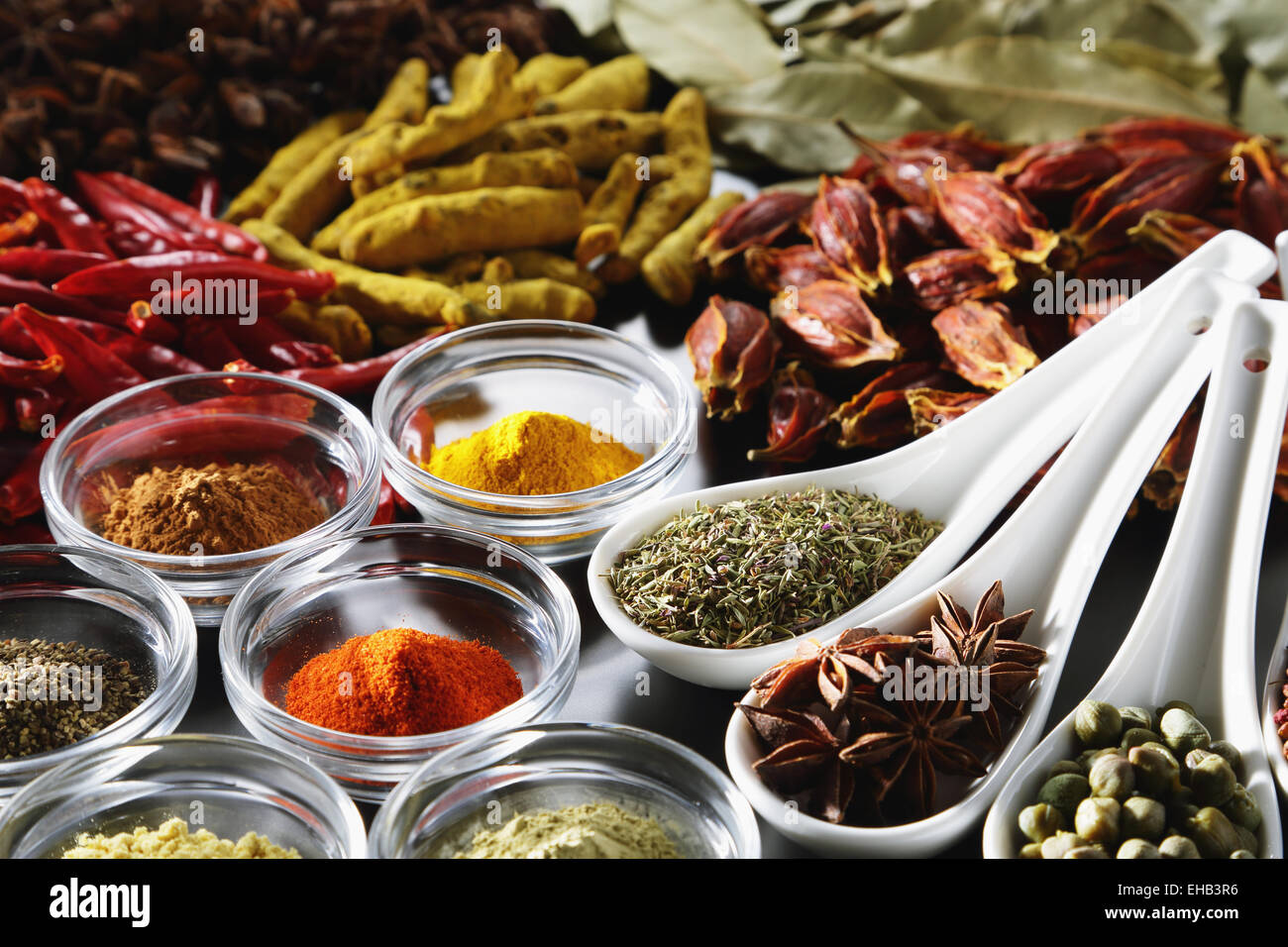 Assorted spices Stock Photo