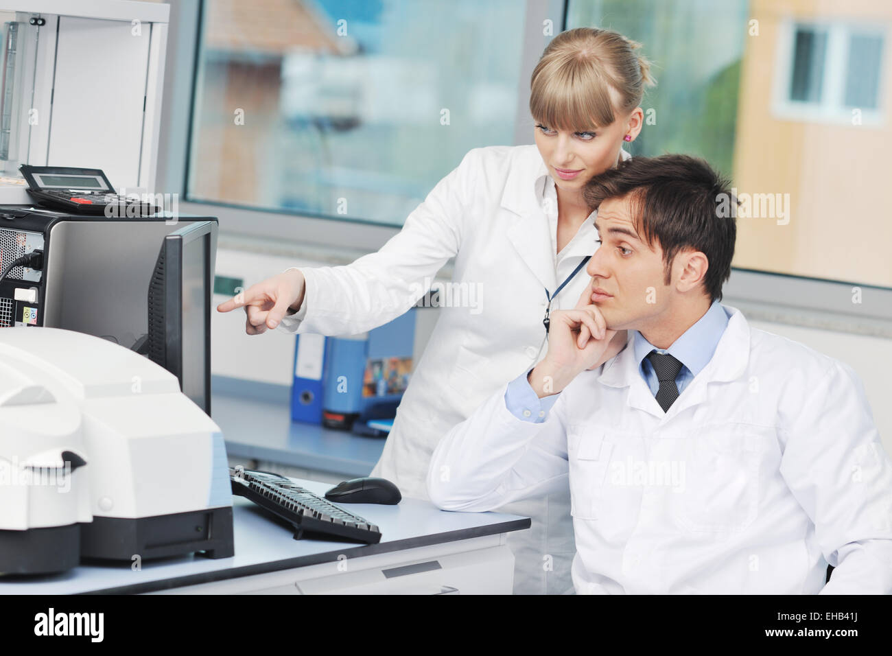 Science Help People science people in bright lab Stock Photo - Alamy