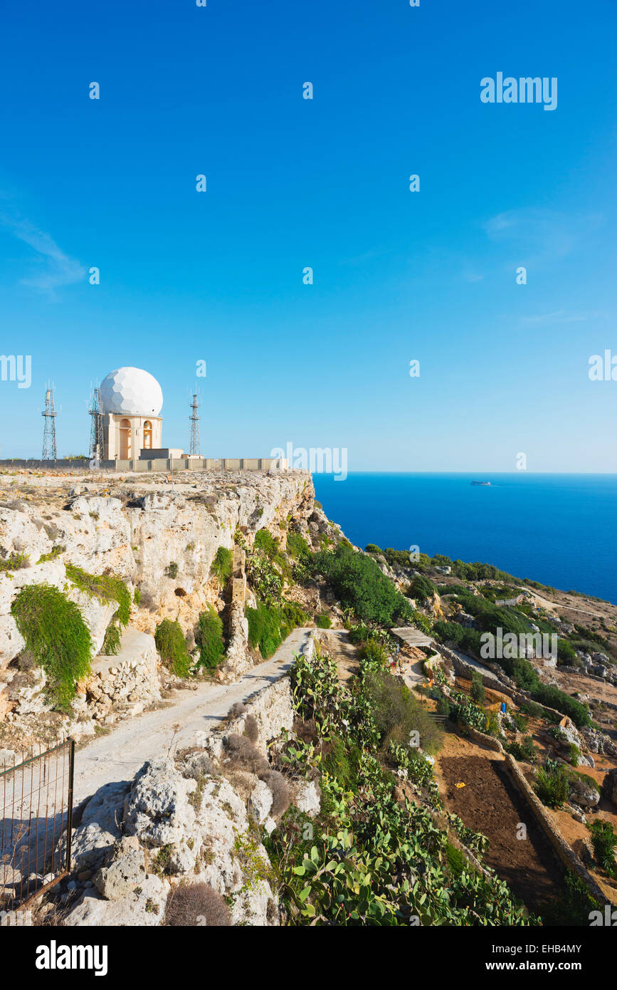 Mediterranean Europe, Malta, cliff top radar tower Stock Photo