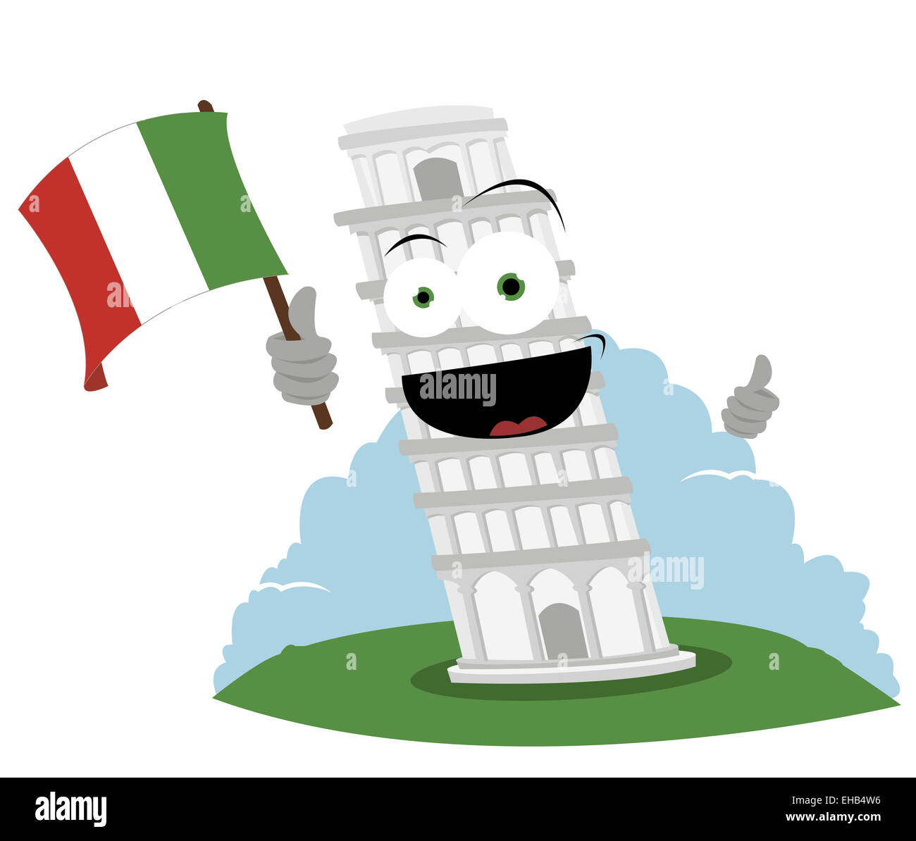 a vector cartoon representing a funny leaning tower of Pisa - every object  is singly grouped Stock Photo - Alamy