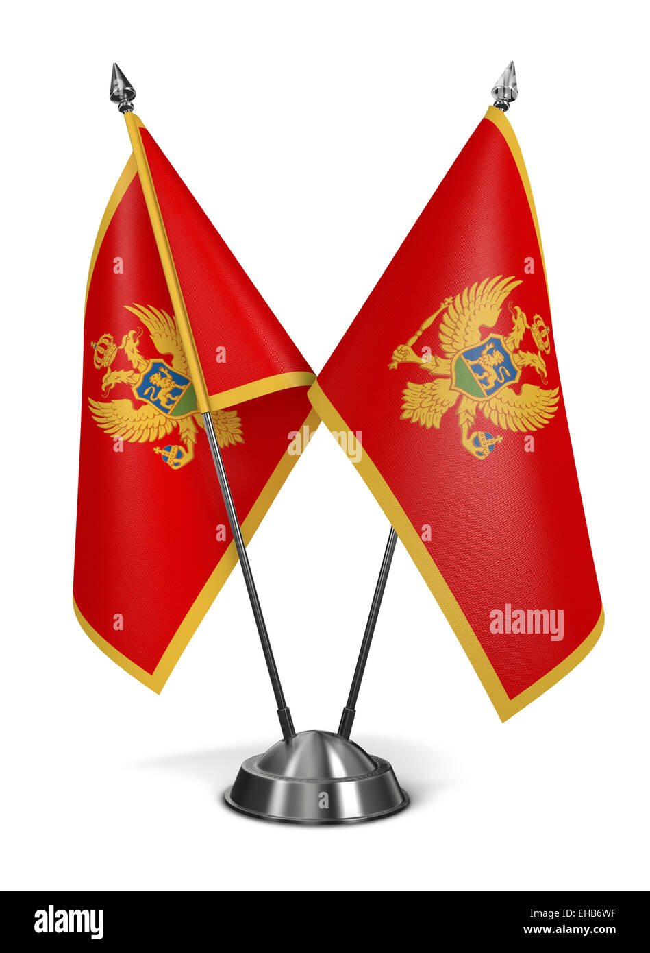Montenegro - Miniature Flags Isolated on White Background. Stock Photo
